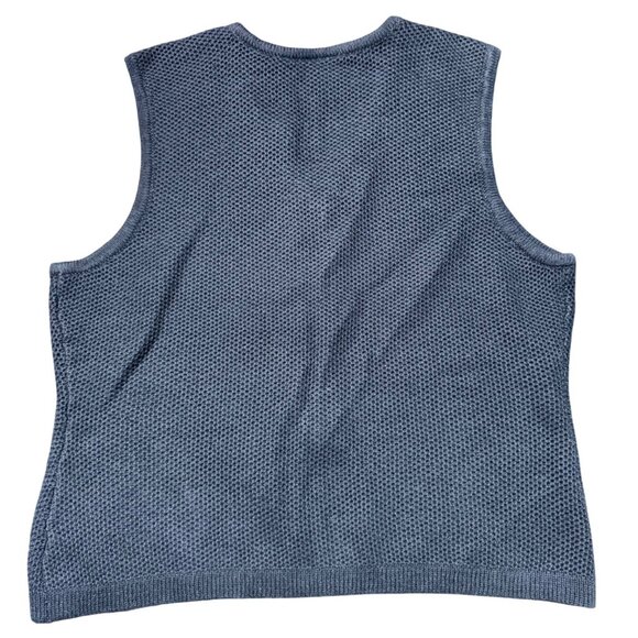 Requirements Womens Navy Blue Waffle Knit Zip Vest Size Large Vintage - Picture 15 of 16